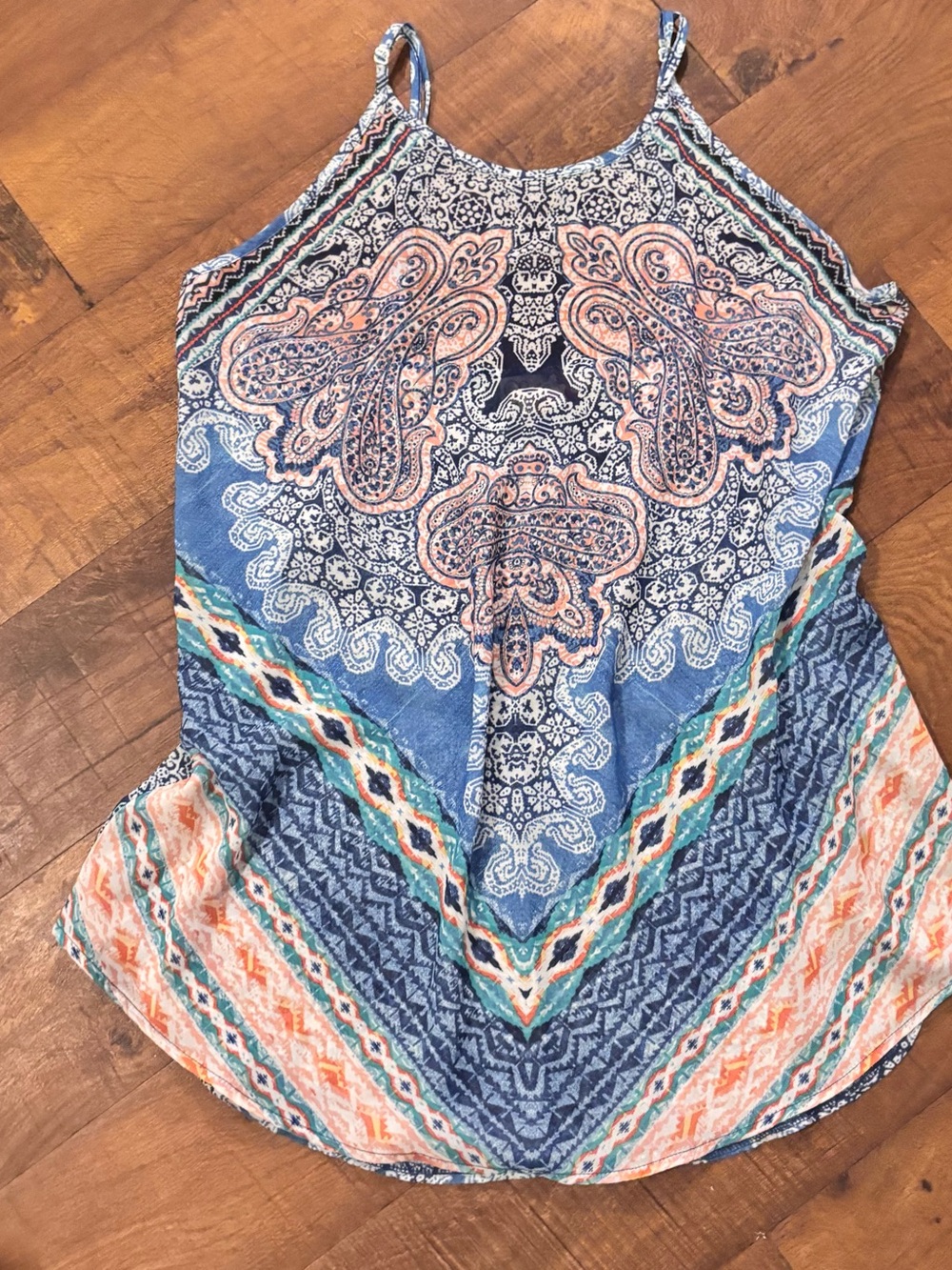 OP Blue and Coral Paisley-Print Camisole